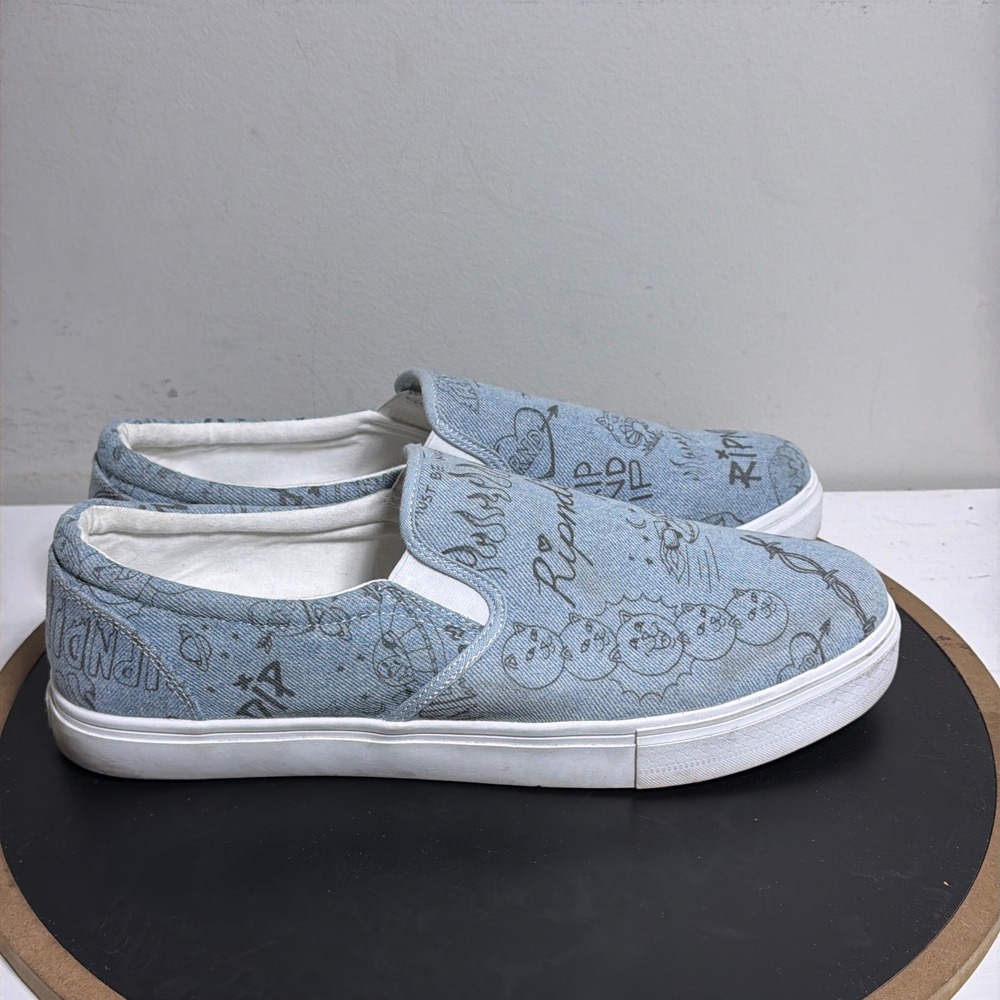 RIPNDIP Slip On Shoes Men US 13 Light Blue Denim‎ Skate Casual Streetwear